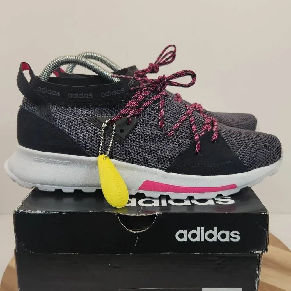 Adidas Womens Quesa Cloudfoam B96520 Black/Gray Running Shoes Sneakers Size 8